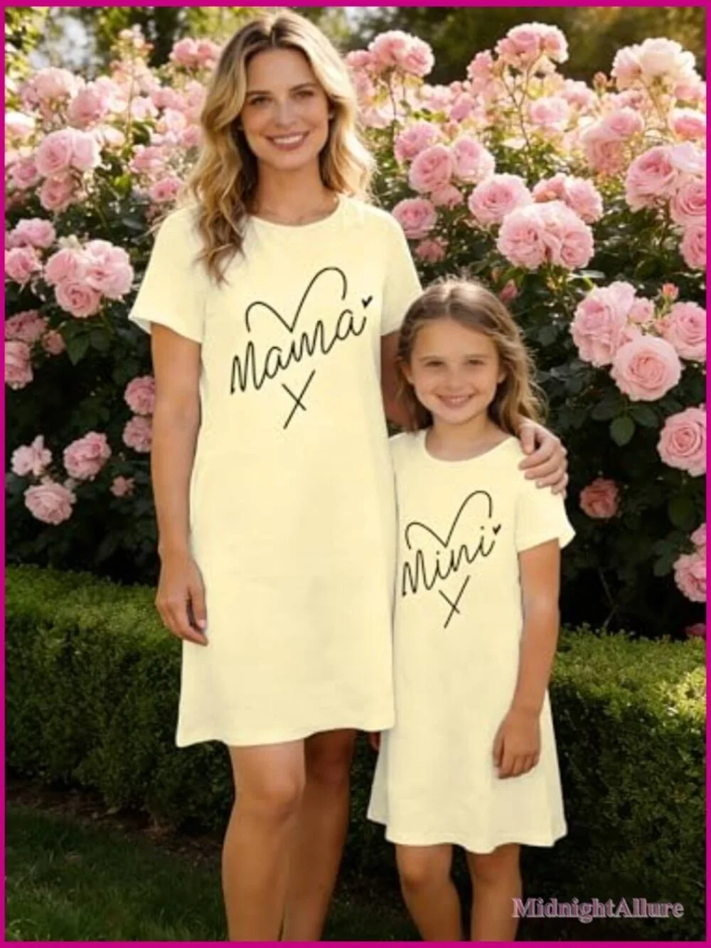 Mom Daughter Matching Dresses with Pockets Short Sleeve A-Line Crew Neck Soft